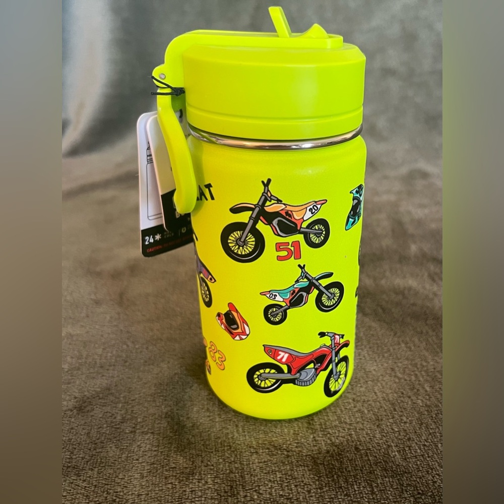 14 oz Hydrapeak Neon Green Motocross Water Bottle